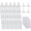 JRSHIRLEYLTD Set di 20 bottiglie di plastica da 30 ml, bottiglie da viaggio vuote, in plastica trasparente, ricaricabili, per liquidi, con 4 imbuto piccolo e 4 etichette per viaggi o cosmetici