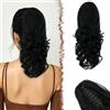 FESHFEN Coda Cavallo Capelli con Pinza, 35 cm Nero Ondulati Ricci Sintetici Posticci Claw Clip in Ponytail Extension Capelli per Donna