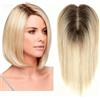 RUNRAYAY Topper per capelli umani da donna in veri capelli umani, copertura 3D a 360° per aggiungere volume, frangia a clip da 25 cm per uso quotidiano - R6/60#