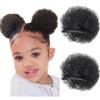 RUNRAYAY 2 Pezzi Piccolo Chignon Afro per Bambini da 10 cm, Extension per Coda di Cavallo in Capelli Veri per Neonati e Bambine Piccole, Coda di Cavallo Arricciata 4C con Laccio Regolabile - Colore 1B