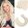 Silk-co Extension Adesive Capelli Veri Biadesivo 20 Fasce Biadesive 30cm 20g Tape Ins Invisibili Bianco Sbiancante