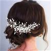 Unicra, Fascia per capelli per donne e ragazze, con cristalli e perle, color argento, ideale per matrimoni