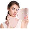 USUIELIGHT Maschera viso a LED per terapia della luce, 7 colori LED maschera per viso e collo con lampada a luce rossa per anti-invecchiamento, acne e tonificazione della pelle, cura professionale
