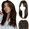 XFSRG Topper Capelli Veri Donne Clip in Naturale Testa Morbida Umani Toupet Capelli Lisci per Cosplay Quotidiano(6# Marrone scuro)