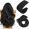 Hotlulana Extension Capelli Veri Biadesivo Nero Naturale(#1B) 14Pollici 20pcs 35cm 40g Invisible Skin Weft Tape in Hair Extensions Human Hair