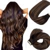 Hotlulana Extension Capelli Veri Biadesivo Nero Naturale Con Castano(#1B/1B/6) Extension Capelli Veri 14Pollici 20pcs 35cm 40g Extension Biadesive Capelli Veri Invisible Skin Weft Tape in Extensions.