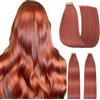 Hotlulana Extension Capelli Veri Biadesivo Rosso rame(#350)Extension Capelli Veri 24Pollici 20pcs 60cm 50g Invisible Extension Biadesive Capelli Veri Remy Skin Weft Tape in Hair Extensions Human Hair