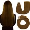 Hotlulana Extension Capelli Veri Biadesivo 10# Reali Remy Hair Extension Tape in Marrone Castagna Seamless Lisci Extension Adesive Capelli Veri 18Pollici (45cm) 20pcs 40g Capelli Adesive.