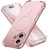 ORETECH Magnetica Cover per iPhone 17 6,3"con [2 x Vetro Temperato],[Compatibile con Mag-Safe][Protezione Fotocamera Integrata] Custodia Ultra Sottile Silicone Anti-Graffio TPU Antiurto-Rosa
