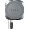 Kitbox Caricatore Wireless Magnetico 25W con Cavo USB C Retrattile, Base Ricarica Wireless Veloce Qi2.2 Per iPhone 17/16/15/14/13/12/Airpods, Caricatore Portatile per Samsung Galaxy, Google Pixel ecc,Grigio