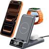 SwanScout Caricatore Wireless per iPhone Air/17, 3 in 1 Stazione Ricarica per iPhone 16/15/14/13/12/11, per Apple Watch 11/10/Ultra 3/Ultra 2/9/8/7/6/Ultra/SE 3, SwanScout 703A, Nessun Adattatore (Grigio Tech)
