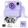 Yidoroye Macchina Fotografica Bambini Istantanea, 2.4" HD Fotocamera Bambini, include Scheda di Memoria da 3 Rolls Paper & 32GB, Regalo Perfetto per Bambine dai 3 ai 12 anni-Viola