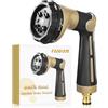 FANHAO Pistola da Giardino 100% Metallo con 8 Modelli, Pistola Per Innaffiare alta Pressione con Comando a Pollice,Valvola on/off per Irrigazione di Prati e Piante, Lavaggio auto-Cachi