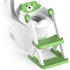 Rabb 1st Riduttore wc bambini, sedile rialzato maschi e femmine, pedana antiscivolo anti-spruzzo scala per water,Verde