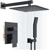 Rainsworth Sistema Doccia Incasso con Valvola in Ottone, 30x30cm, Nero