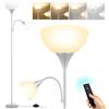 OUTON Lampada da Terra con Telecomando, Lampadina Includere, Dimmerabile & 3000K-6000K Temperature di Colore Regolabili, 1H Timer, Lampada Super Luminosa per Soggiorno, Camera da Letto,Grigio Argento