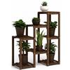 FRANKYSTAR Hinoki - Scaffale per Piante Fioriera 80x82x25 cm Porta Vasi da Interno/Esterno Espositore 7 Ripiani in Legno di Abete