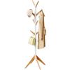 WOLTU Appendiabiti da Terra con 8 Ganci, Appendiabiti in Legno Massello a Forma di Albero, Mensola Sospesa, Attaccapanni, Gruccia, Altezza 180 cm, Bianco + Naturale