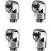 Floratek G1/4 90 gradi raccordo maschio a femmina adattatore di raffreddamento ad acqua spina 90° metallo rotante/rigido/PETG tubo connettore 4-Pack (argento)