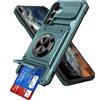 IMEIKONST Cover per Samsung Galaxy A55 5G con Slot per Schede, Protezione Fotocamera, Metallo Magnetisch Anello Supporto Custodia Antiurto TPU Bumper per Samsung Galaxy A55 5G. Verde TCKB