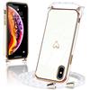 Micoden Cover per iPhone X/Xs, Custodia TPU Silicone Flessibile Morbido Sottile Cover Donna Amore Cuore con Regolabile Collana Tracolla Protettive Case per iPhoneX/Xs Bianco