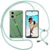 ISOI Cover con Cordino per Motorola G35 5G, Custodia Trasparente con Collana Tracolla Laccio Collo Ultra Sottile Morbido TPU Silicone Antiurto AntiGraffio Case, Verde