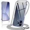 Coiwxmoi Cover per OPPO Reno 15F / Reno 15 FS 5G con Cordino,Trasparente Custodia con Laccio Tracolla Corda Catena Cinghia,Ultra Morbido Silicone TPU Antiurto Case per OPPO Reno 15 FS 5G,Grigio Chiaro