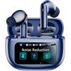 Bucephalus Auricolari wireless con custodia smart touchscreen, auricolari Bluetooth 6.0 con cancellazione del rumore AI, cuffie stereo 40 ore di riproduzione, auricolari impermeabili IPX7 per allenamento, viaggi
