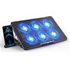 WINTAPE - Ventilatore di raffreddamento per laptop, 6 ventole silenziose, pad di raffreddamento da gioco, 5 altezze regolabili & supporto per cellulare, 2 porte USB & velocità regolabile, ventilatore