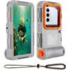 ZLIME Custodia subacquea impermeabile fino a 15 m per smartphone da 6,9, foto e video HD, con treppiede e tracolla, compatibile con Samsung, Huawei, Pixel, Xperia, vivo (grigio arancione)