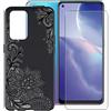 AQGG Custodia + Vetro Temperato per Oppo A94 5G CPH2211 (6.43 Pollici) Cover Shell Case Black TPU Silicone Skin Bumper - Glass 9H durezza Pellicola Schermo Film - WM108
