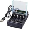 Generic Caricabatterie AA a 4 scomparti, caricabatterie AA AAA - Caricabatterie per uso domestico Caricabatterie Smart USB AA, caricabatterie con indicatore di batterie alcaline da 1,5 V