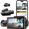 WOLFBOX Dashcam Auto 3 Lenti 2K+1080P+1080P, Wi Fi & GPS, Visione Notturna | Full HD Telecamera per Auto, 3 LCD Schermo Camera Auto, G Sensor, Registrazione in Loop, Supporto 256GB Max (I07)