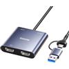 biaze ZH206 - Adattatore doppio HDMI, USB-C e USB 3.0 a Dual HDMI 60 Hz Hub con funzione di ricarica PD da 100 W, adattatore per due schermi estesi per MacBook M1/M2/M3, laptop Windows, iPad Pro e