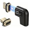 blicadijo Adattatore magnetico USB C, 240 W, tipo C, spina magnetica ad angolo 24 pin con 80 Gbps, 8K, ricarica rapida e trasferimento dati per laptop, tablet, smartphone, nero