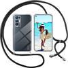 ISOI Cover con Cordino per Oppo Find X3 Lite, Custodia Trasparente con Collana Tracolla Laccio Collo Ultra Sottile Morbido TPU Silicone Antiurto AntiGraffio Antiscivolo Case, Nero
