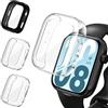 iVoler 3 Pezzi Clear Cover con Pellicola Protettiva per Honor Watch X5i, Copertura Completa Custodia Anti-Graffio Ultra Sottile Morbida TPU Case, 2 Trasparente + 1 Nero