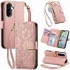 Fertuo Cover per Samsung Galaxy A27 5G, Fiori Custodia a Libro Portafoglio Antiurto in Pelle PU Flip Case Interna Silicone con Porta Carte, Supporto, Chiusura Magnetica e Cinturino, Rosa