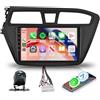 Hodozzy Autoradio per Hyundai I20 2015-2017 con Wireless Carplay Android Auto, Touchscreen da 9 pollici con Bluetooth/RDS FM/Youbube/V-Link/GPS/USB/SWC+Telecamera Posteriore