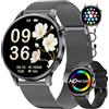SUNKTA Smartwatch Uomo Donna,1.32 AMOLED Orologio Smartwatch con Chiamata Bluetooth,100+ Modalità Sportive,Orologio da Donna con Sonno/Cardiofrequenzimetro,IP68,Android iOS,2 Cavi di Ricarica, Nero