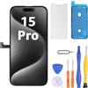 LL TRADER Schermo per iPhone 15 Pro LCD 6,1'' e Kit di Riparazione | Display FHD con 3D Touch e Digitalizzatore, Dotato di Nastro Adesivo Impermeabile e Pellicola Protettiva