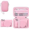 RAIALL Custodia per fotocamera digitale Canon PowerShot G7X Mark III, 1* custodia rigida da trasporto + 1* custodia protettiva morbida in silicone, Rosa+Rosa