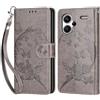 KENHONER Custodia per Xiaomi Redmi Note 13 Pro Plus 5G Cover, Grigio Farfalla | Portafoglio in Pelle PU Retro, Antiurto Flip, Slot per Schede, Funzione Stand, Chiusura Magnetica