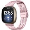 MELEJIA Cinturino Compatibili con Fitbit Versa 4/ Versa 3, Cinturini in Metallo Acciaio Inossidabile, per Fitbit Sense/Sense 2 Regolabile Ricambio Cinturino-Rosa