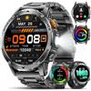 LIMIGE Smartwatch Uomo con 1000mAh/Torcia,1.75 Orologio Intelligente Fitness con Chiamate,5ATM Impermeabile Militari Smart Watch Tracker per Cardiofrequenzimetro SpO2,3 Cinturini, Nero