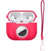 kwmobile Custodia 2 in 1 compatibile con Apple Airpods Pro 2 e AirTag - Cover Cuffie Bluetooth - Protezione in Silicone con Moschettone - rosa shocking