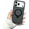 HUHUCASE Custodia per iPhone 17/16/15/14/13/12/11 Pro Max, cavalletto magnetico rotante a 360°, copertura protettiva in rete che dissipa il calore e a prova di caduta (iPhone12, nero)