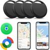 Nuwo Smart Tag per Apple e Android 4 Pezzi, Localizzatore Globale, Suoneria, Batteria Sostituibile, Nero