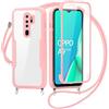 FERLAN Cover per Oppo A9 2020/Oppo A5 2020 con Cordino, 360 Gradi Antiurto Custodia con Protezione Schermo Integrata Trasparente Rugged TPU Bumper Doppia Protettiva Cover per Oppo A9 2020/Oppo A5 2020 -Rosa