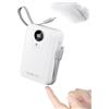 Powelephant Batteria esterna 20000mAh con cavo integrato: 22.5W Power Bank a Ricarica Rapida per Telefono Cellulare, Batteria USB C (Input & Output), Caricatore Portatile con 4 Uscite e 2 ingressi - Bianco